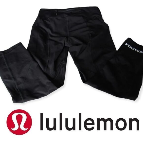 Black Lululemon X Soul Cycle 21" Speed Up Crop Tights​​​ - Picture 2 of 6
